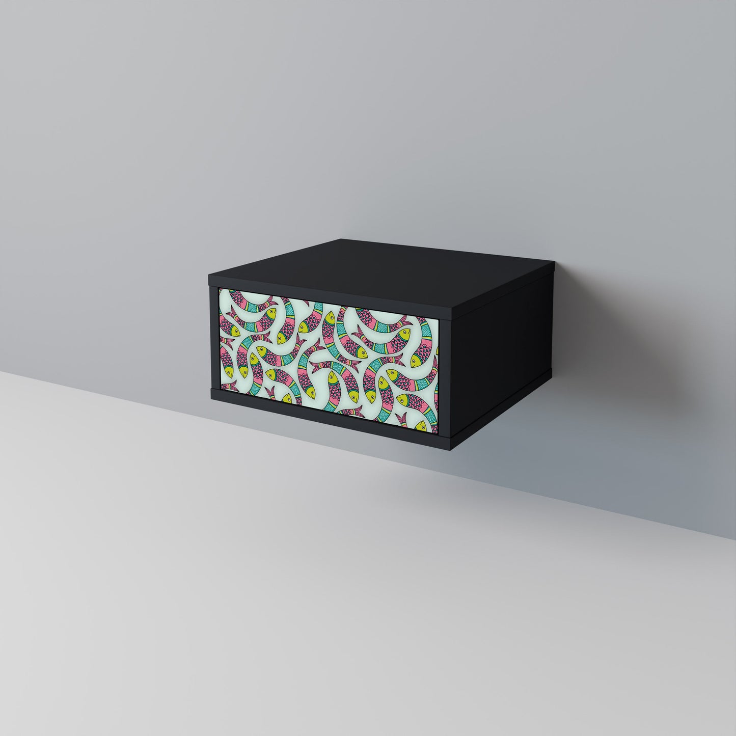 INDIAN FISH Nightstand in Black Finish