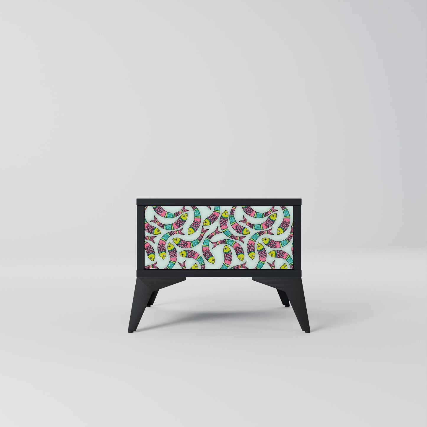 INDIAN FISH Nightstand in Black Finish