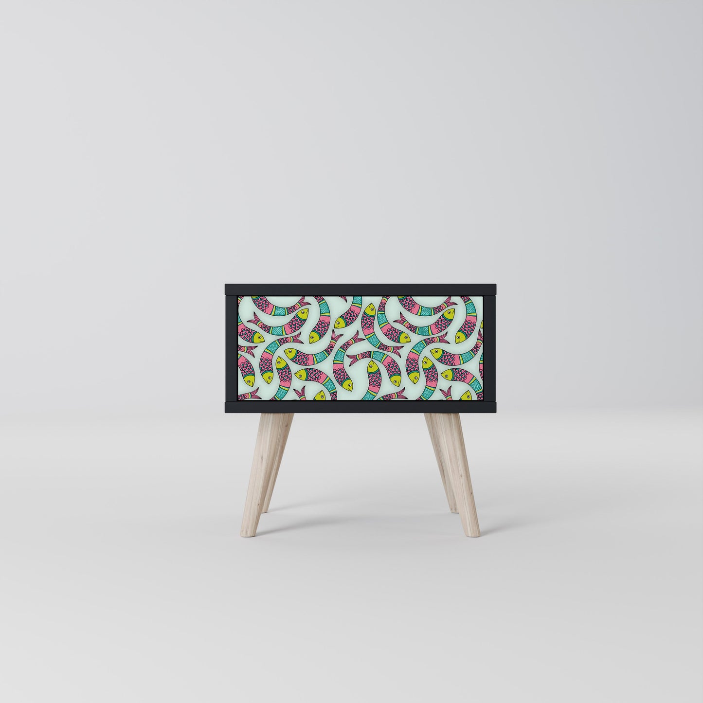 INDIAN FISH Nightstand in Black Finish