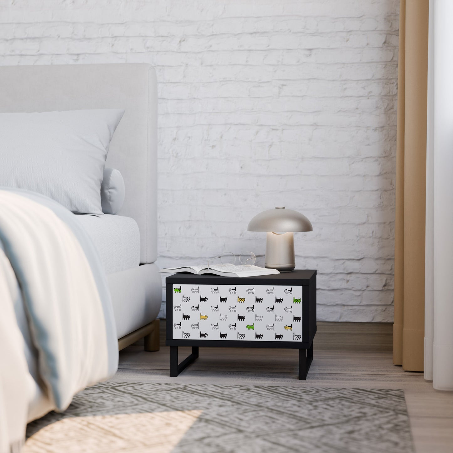 CATS COMPILATION Nightstand in Black Finish