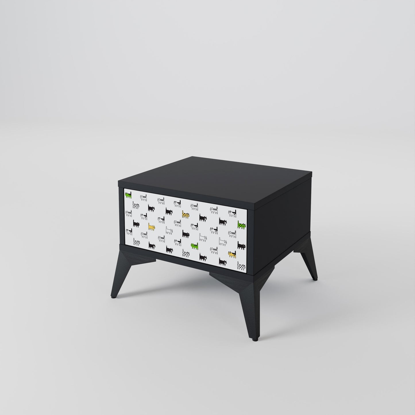 CATS COMPILATION Nightstand in Black Finish