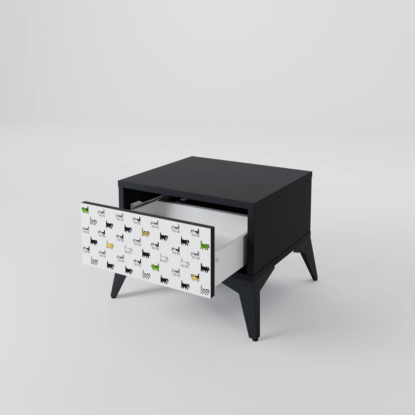CATS COMPILATION Nightstand in Black Finish