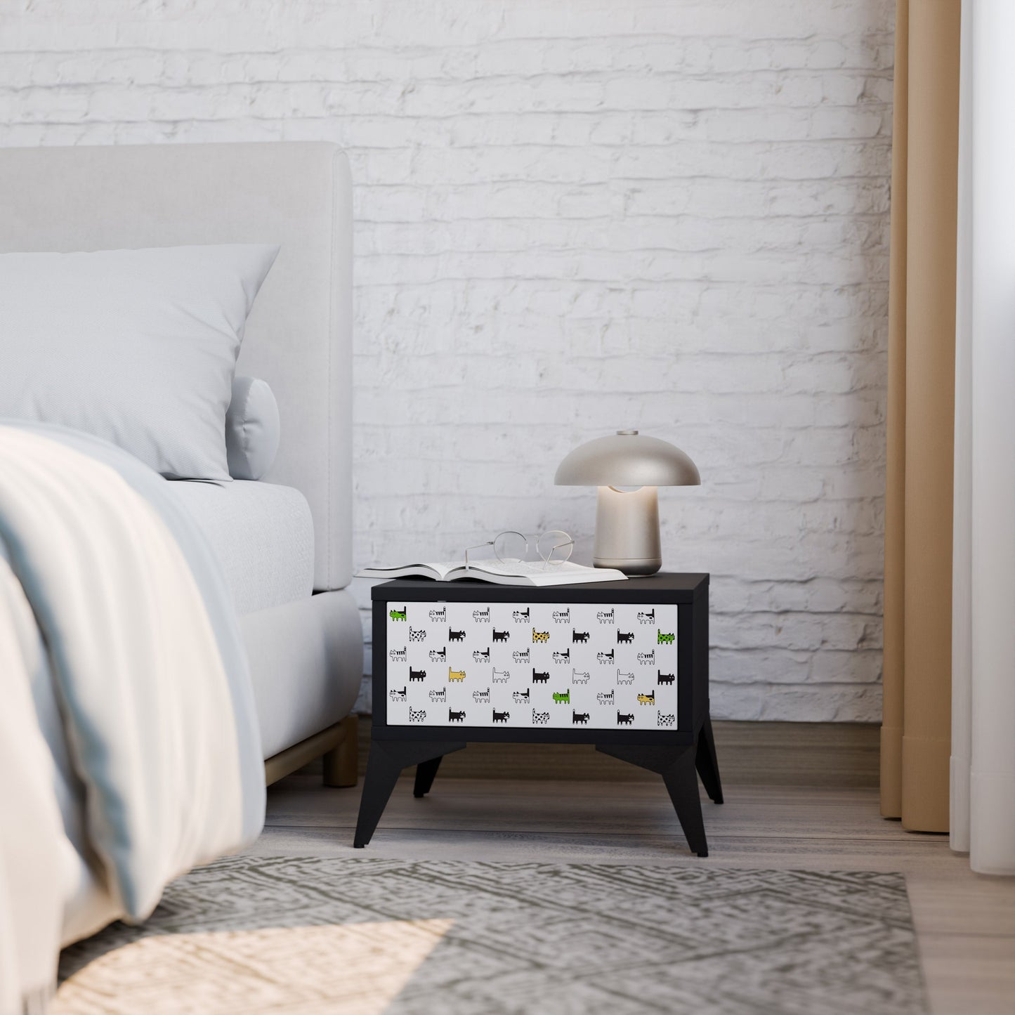 CATS COMPILATION Nightstand in Black Finish