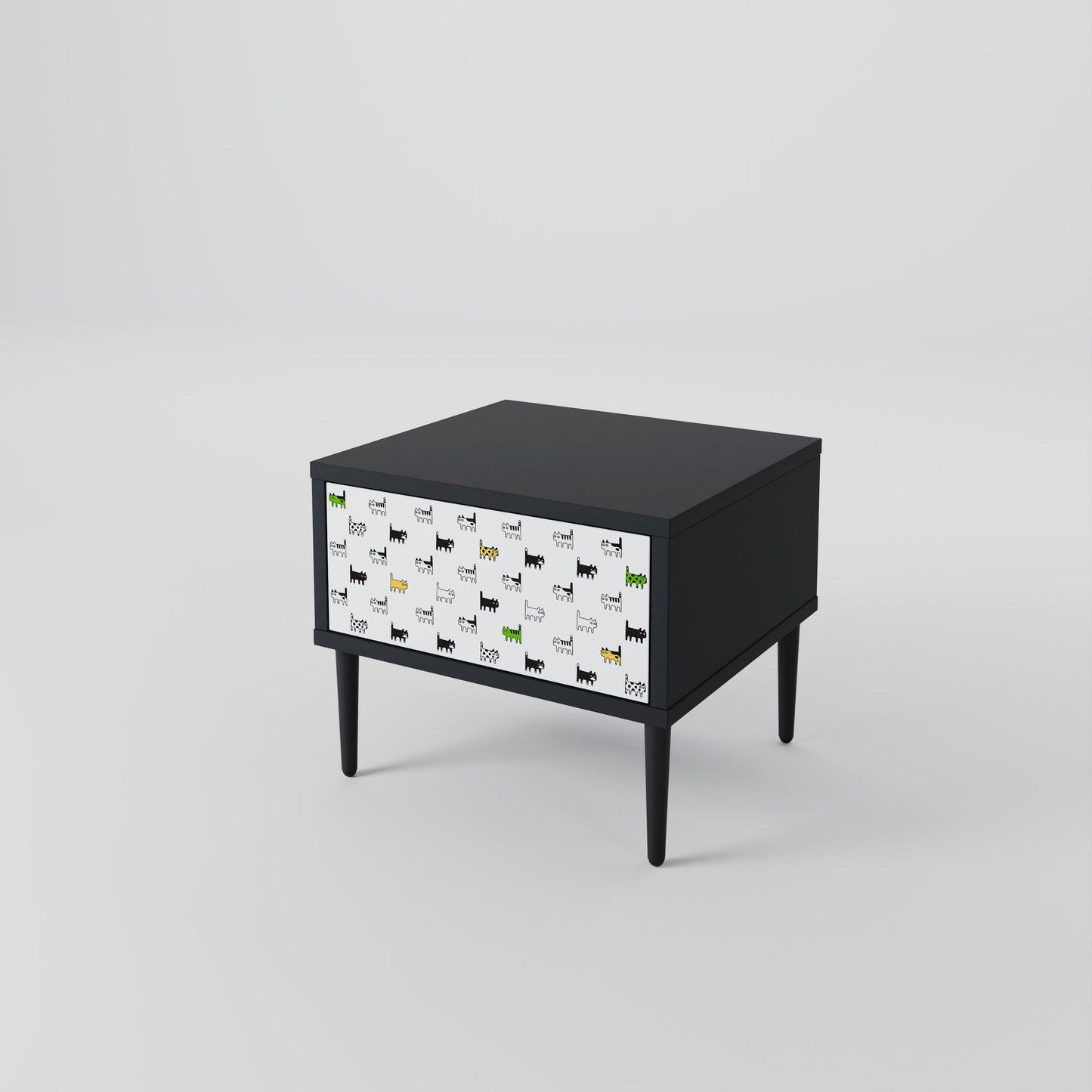 CATS COMPILATION Nightstand in Black Finish