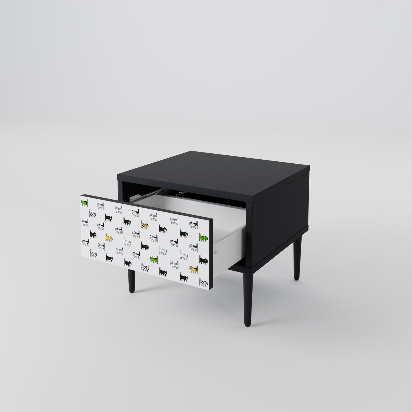 CATS COMPILATION Nightstand in Black Finish