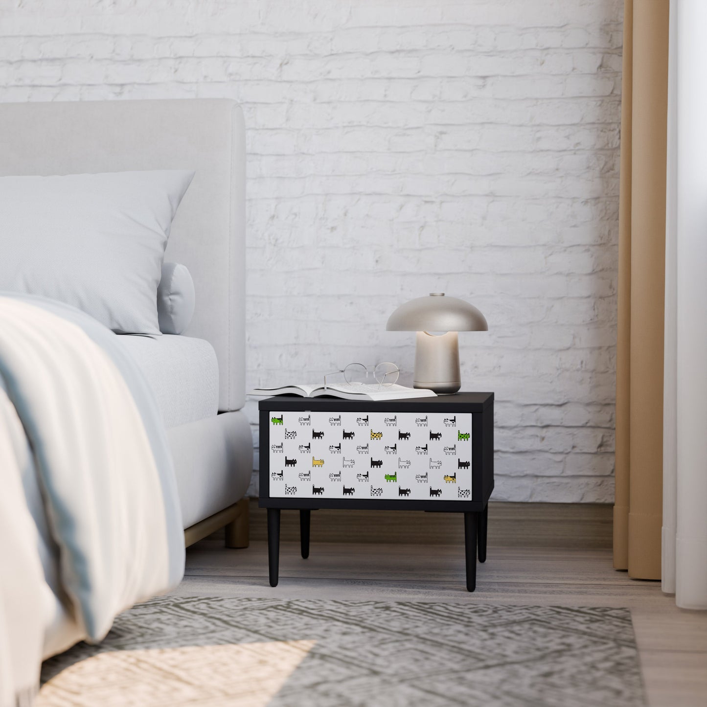 CATS COMPILATION Nightstand in Black Finish