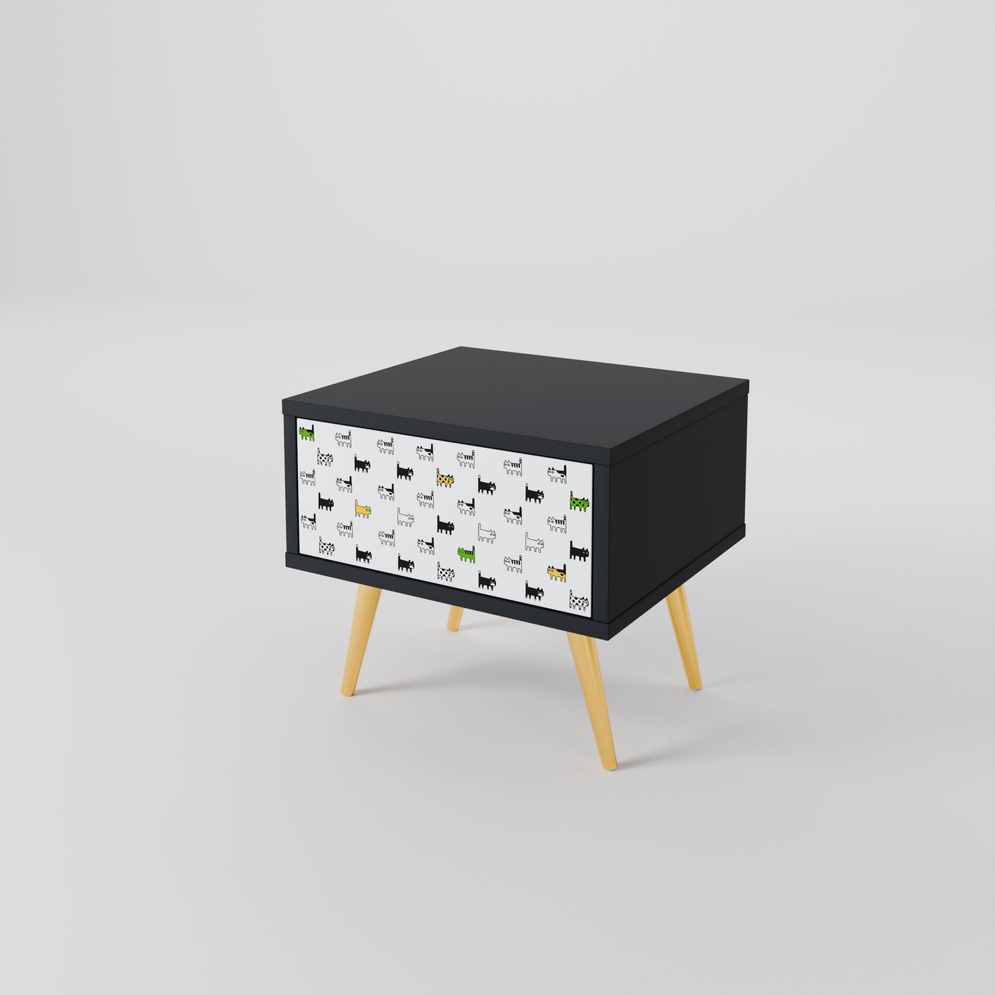 CATS COMPILATION Nightstand in Black Finish