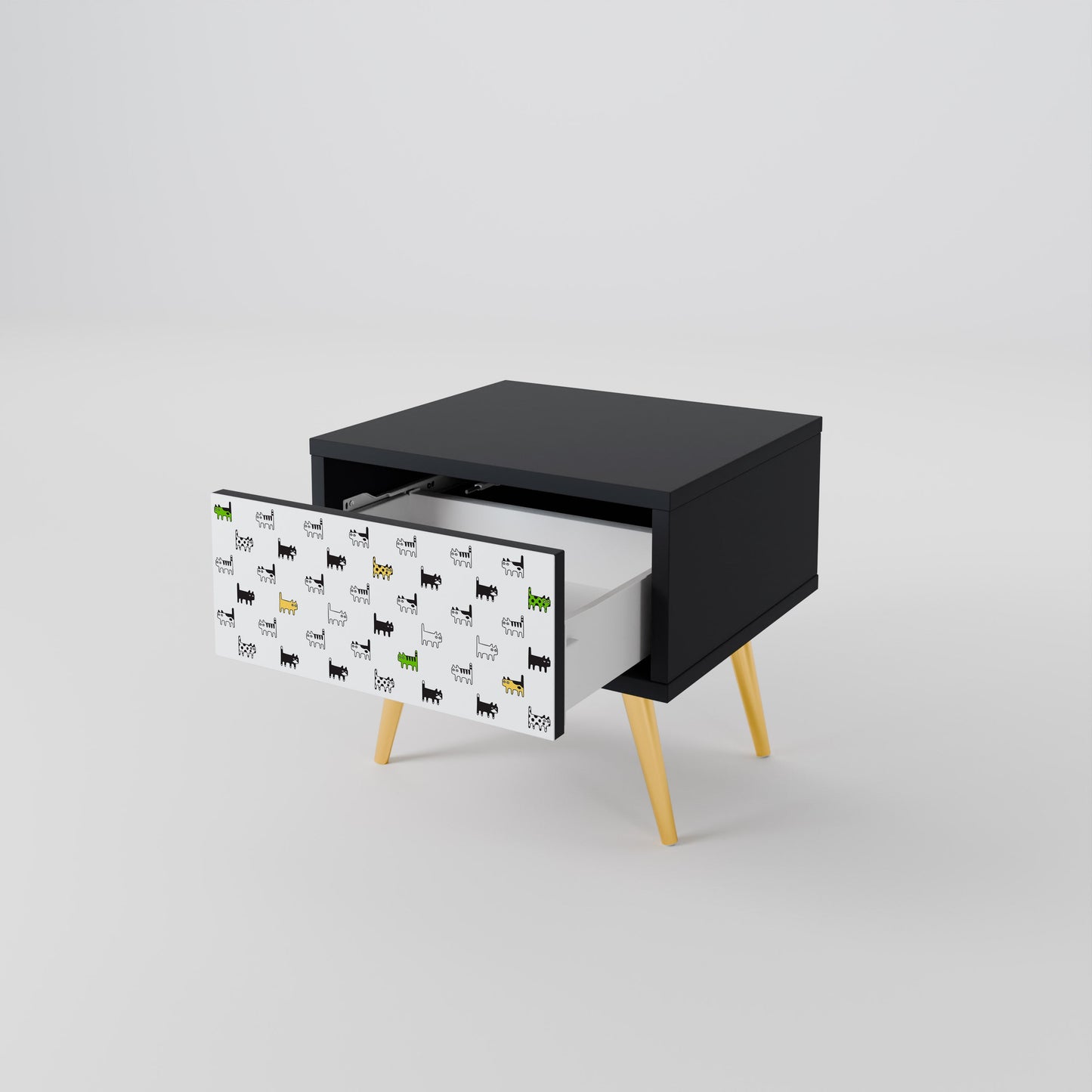 CATS COMPILATION Nightstand in Black Finish