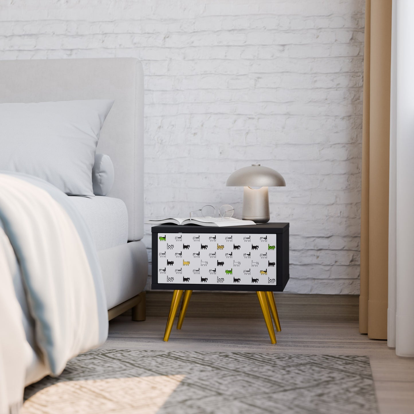 CATS COMPILATION Nightstand in Black Finish