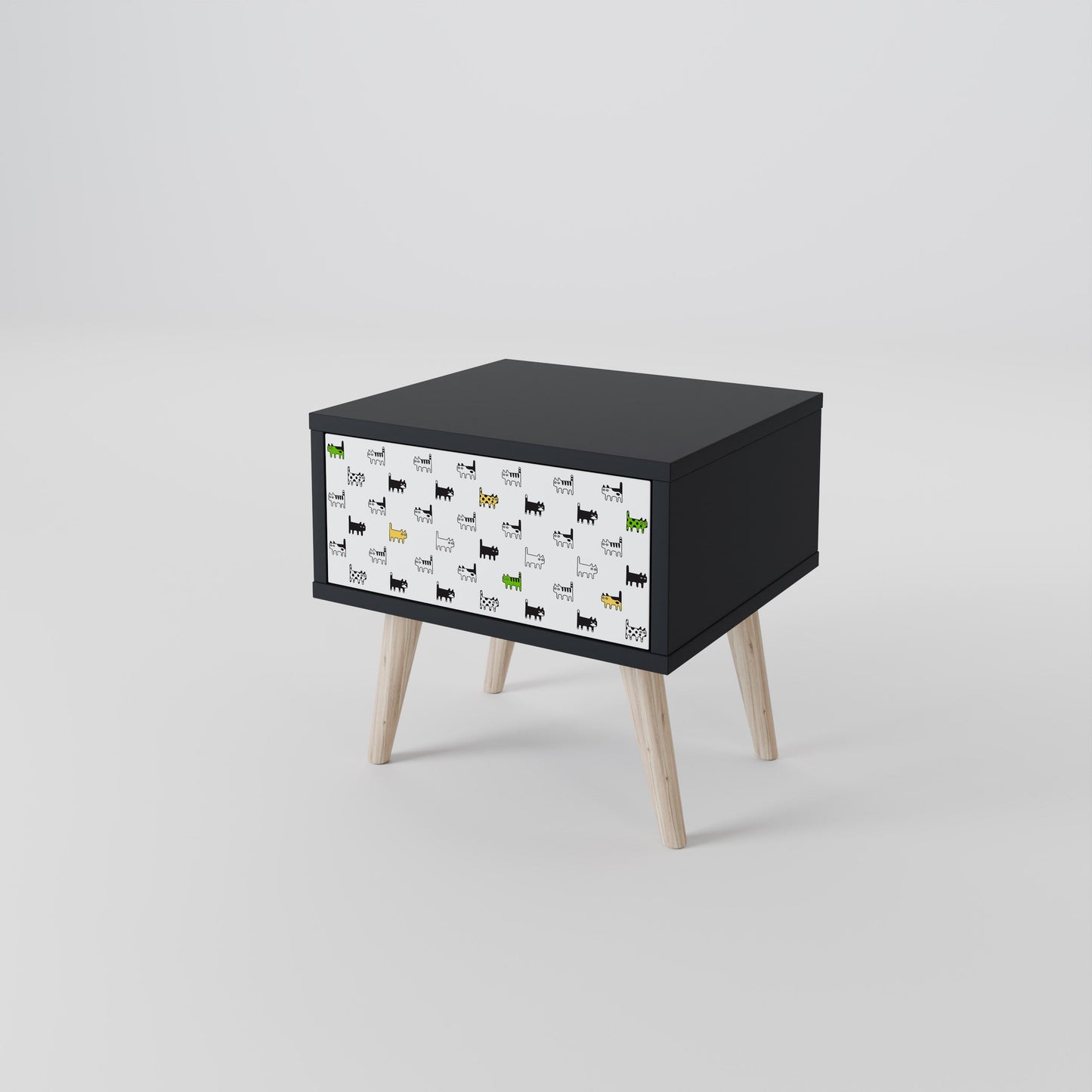 CATS COMPILATION Nightstand in Black Finish