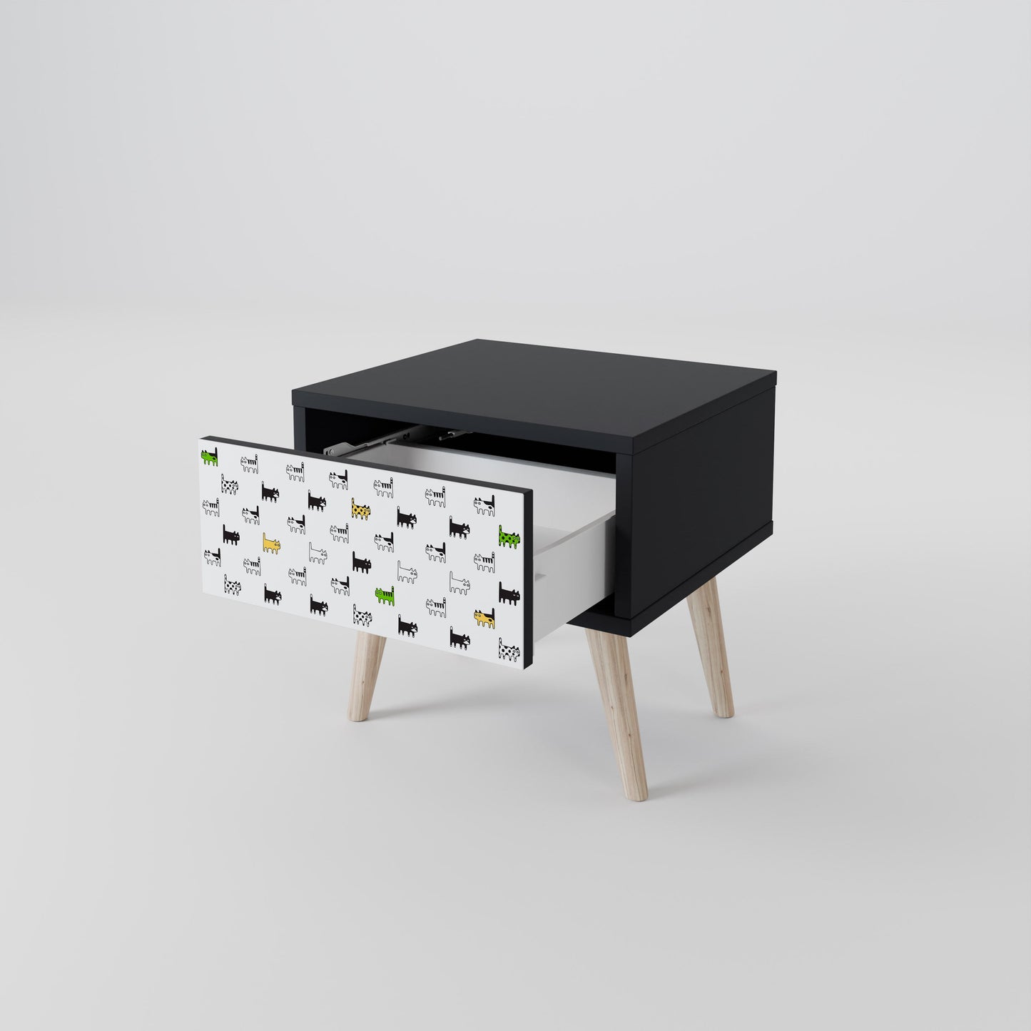 CATS COMPILATION Nightstand in Black Finish