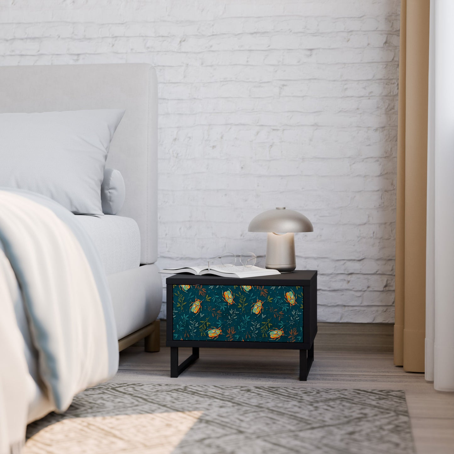 AUTUMN INSECTS Nightstand in Black Finish