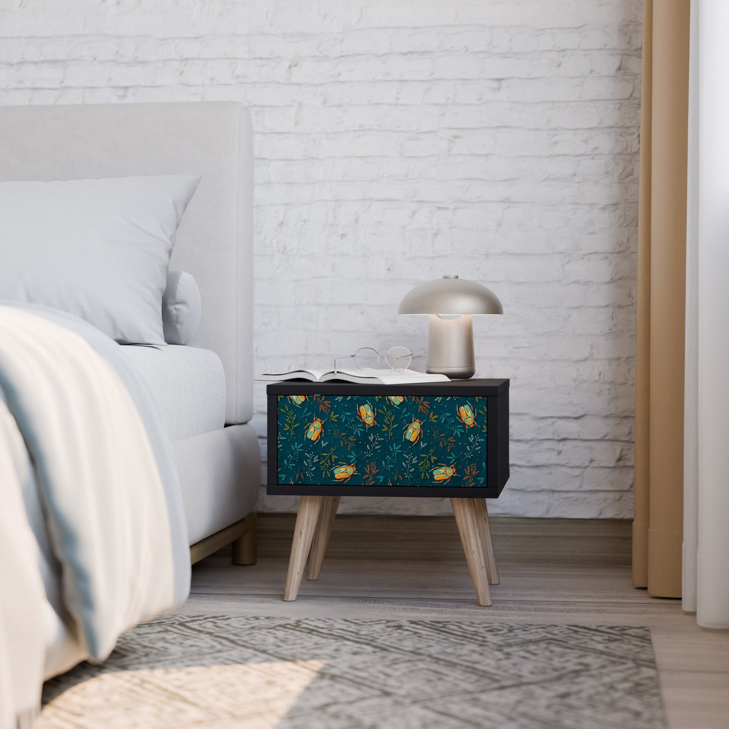 AUTUMN INSECTS Nightstand in Black Finish