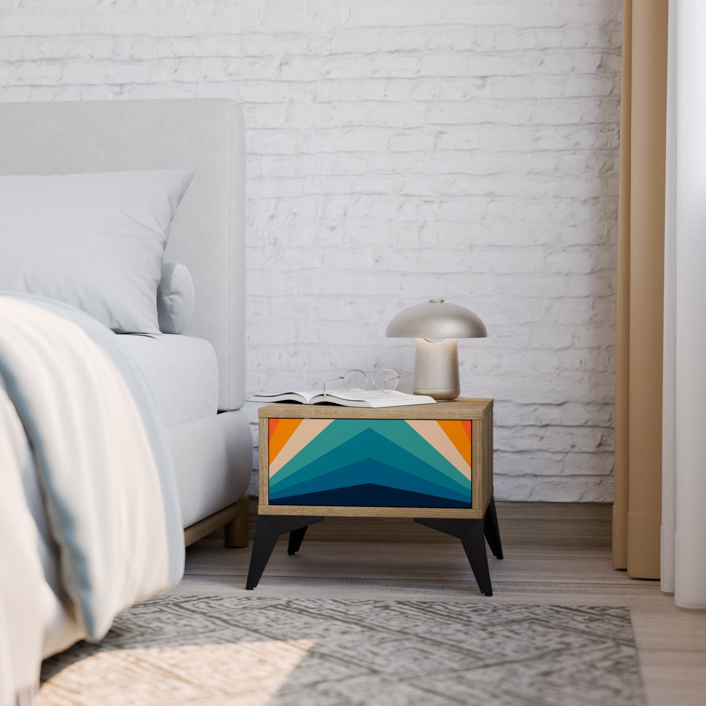 Comodino PRISM CONCUSSION in effetto rovere