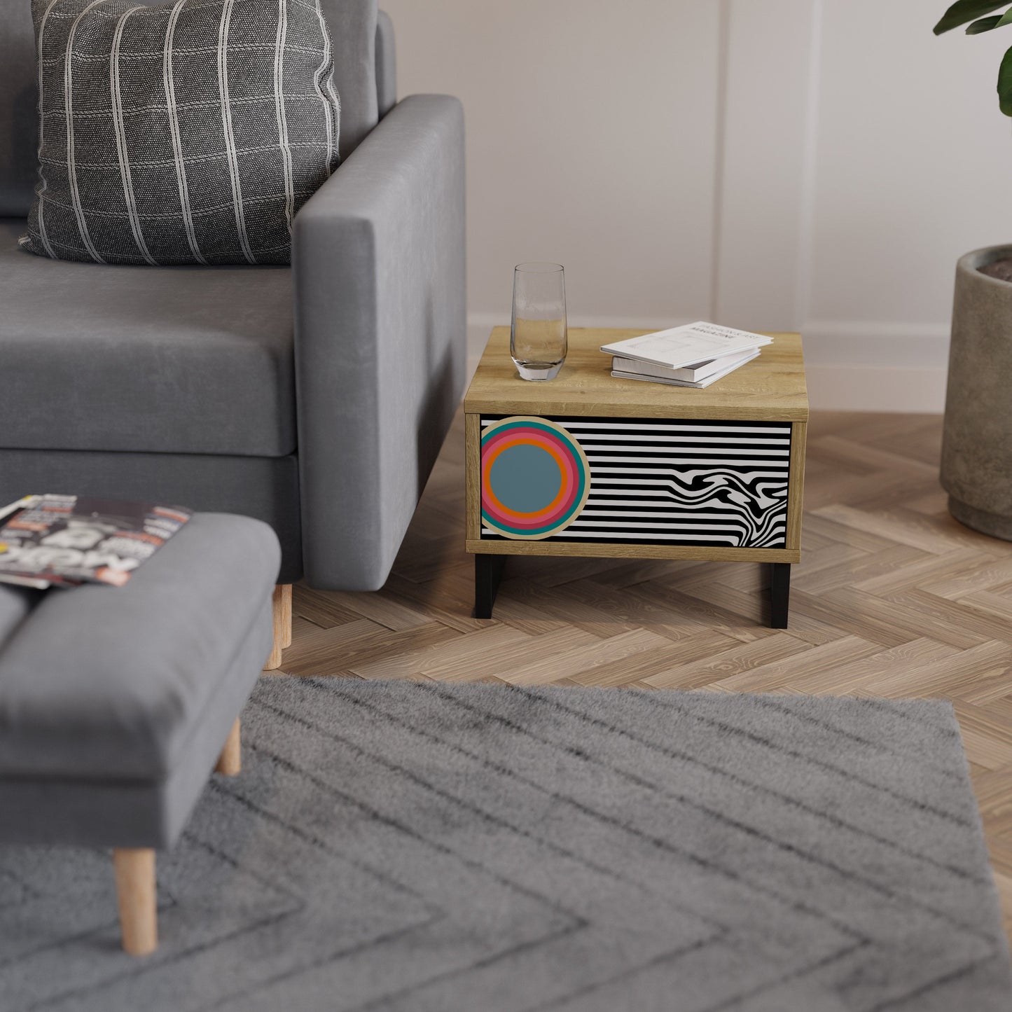 SPECTRA SHOWCASE Comodino in effetto rovere