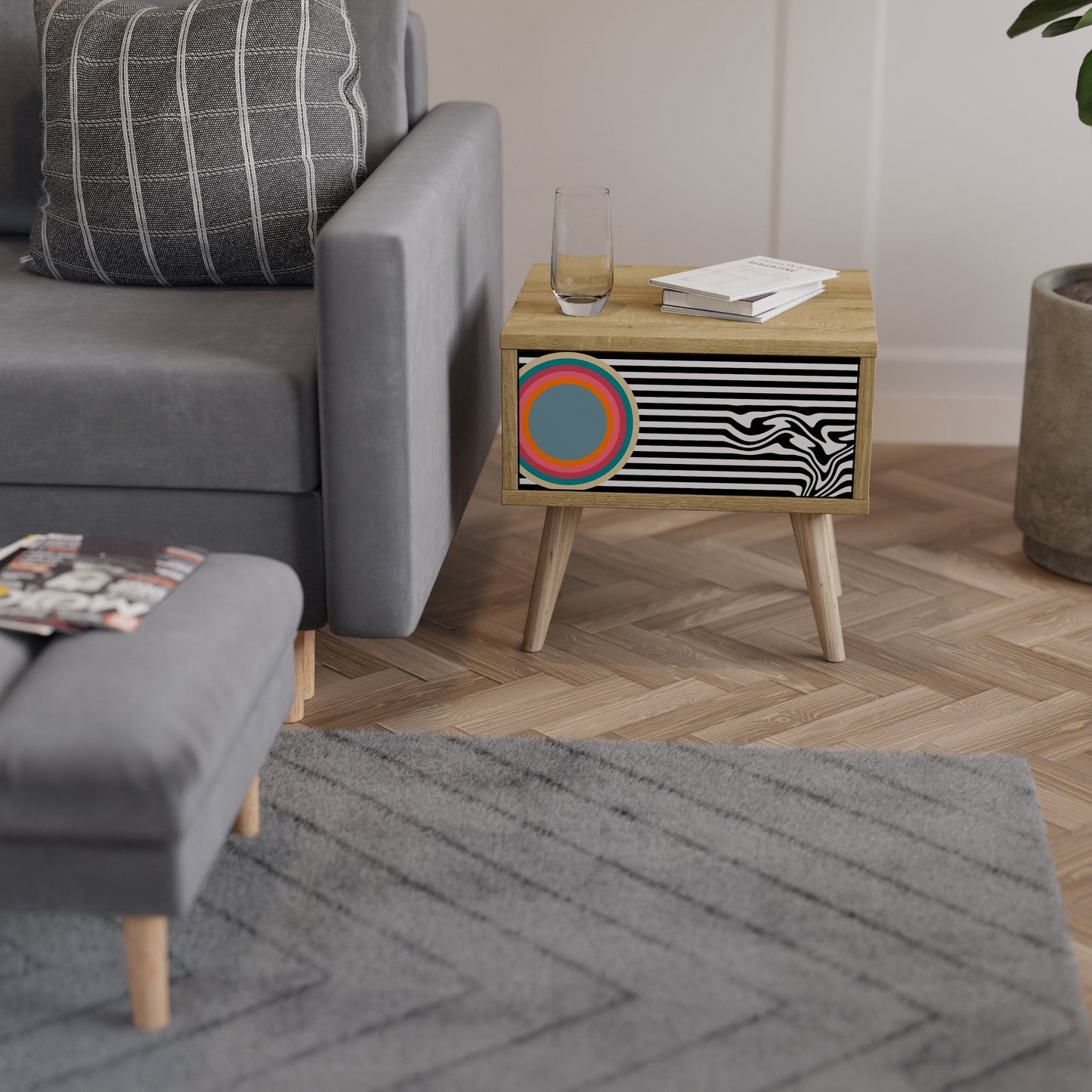 SPECTRA SHOWCASE Comodino in effetto rovere