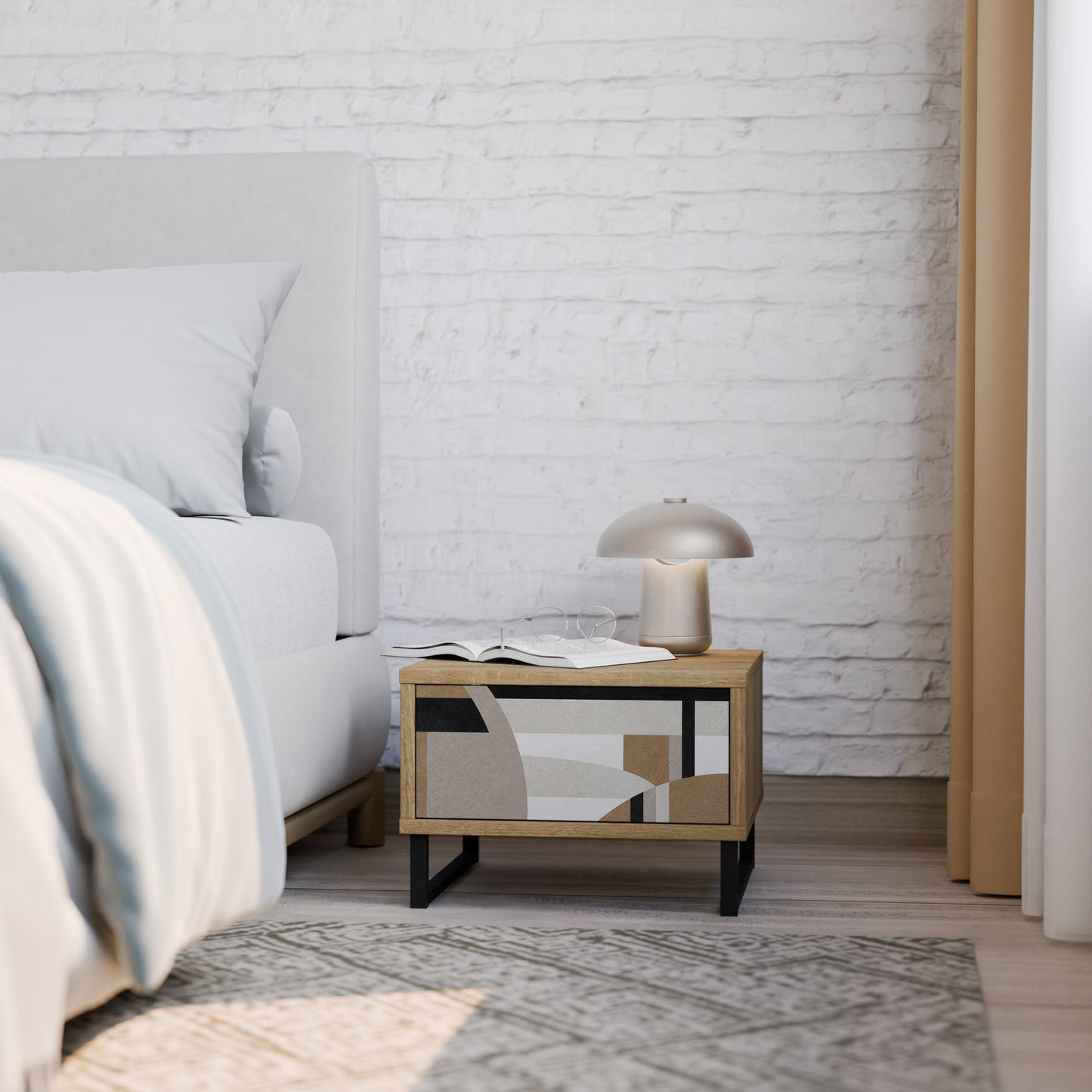 DELICATE MEMENTO Comodino in effetto rovere