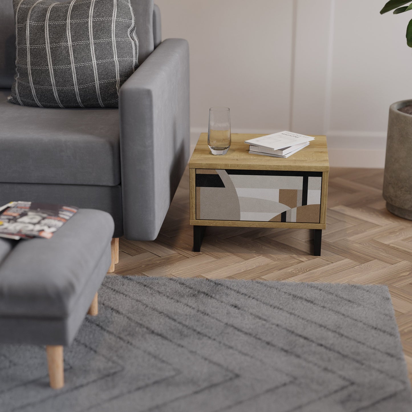 DELICATE MEMENTO Comodino in effetto rovere