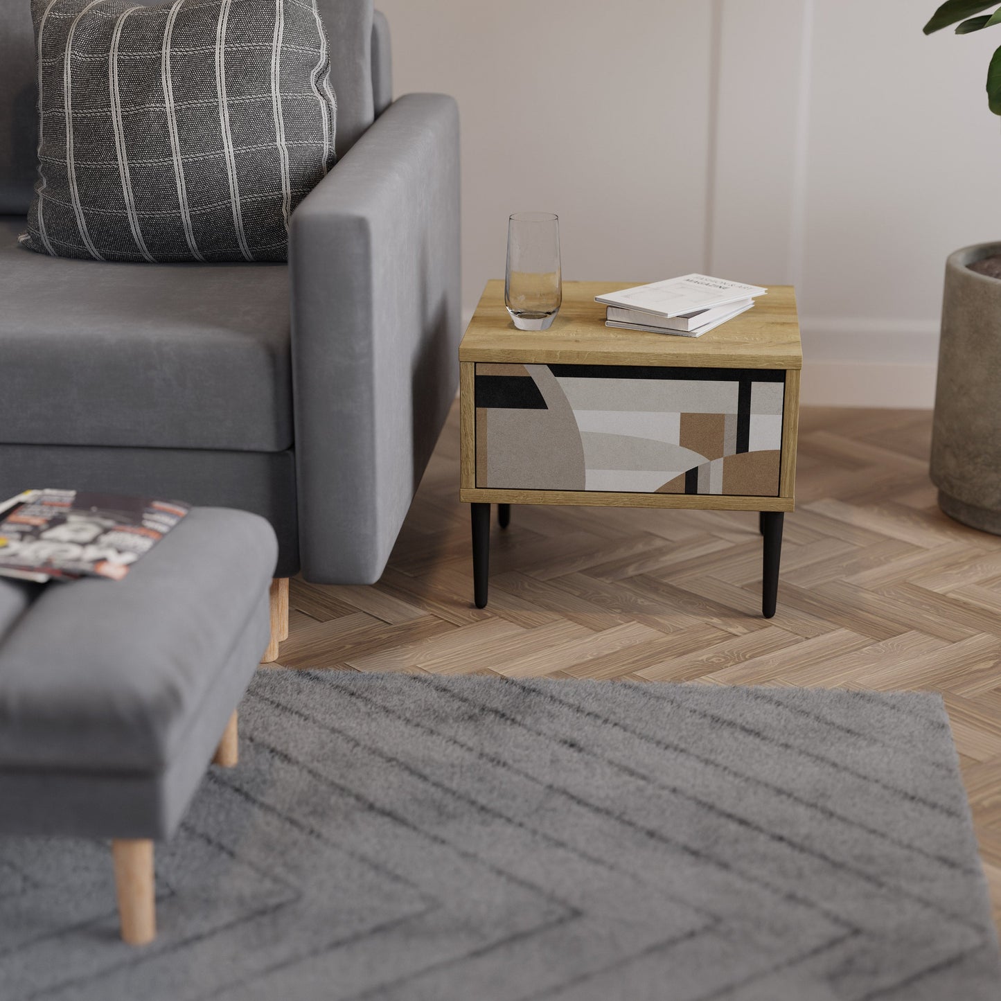 DELICATE MEMENTO Comodino in effetto rovere