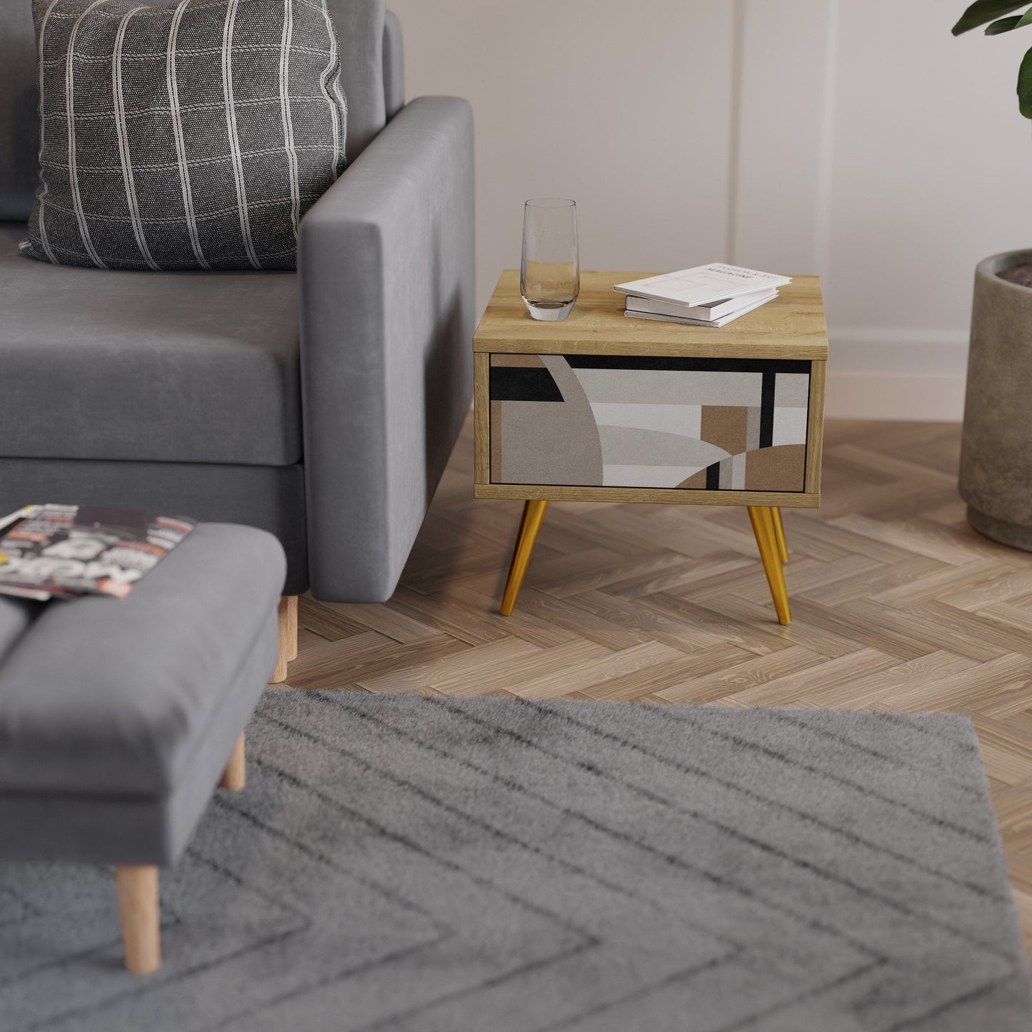 DELICATE MEMENTO Comodino in effetto rovere