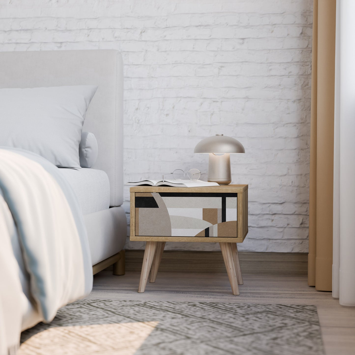 DELICATE MEMENTO Comodino in effetto rovere