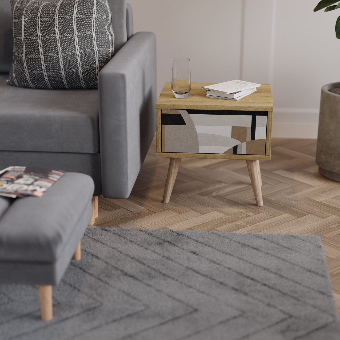 DELICATE MEMENTO Comodino in effetto rovere
