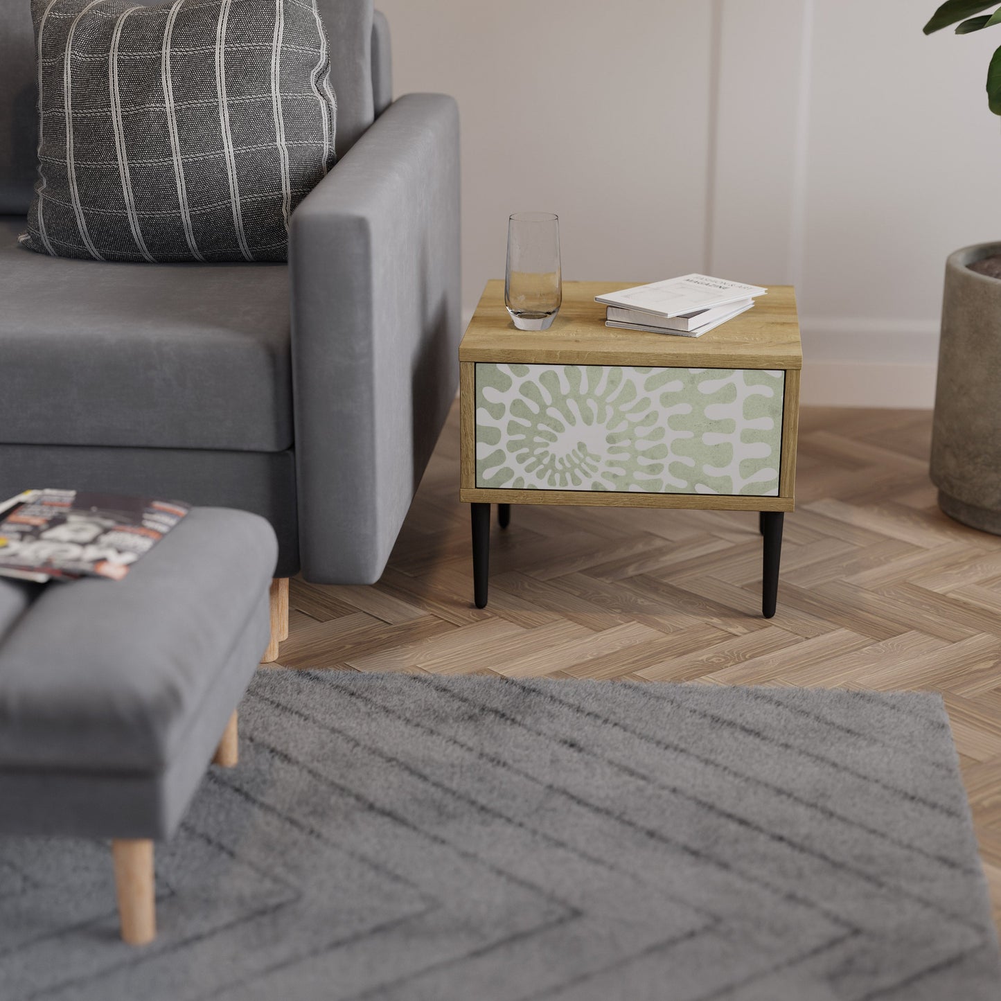 Comodino HELIX DANCE in effetto rovere