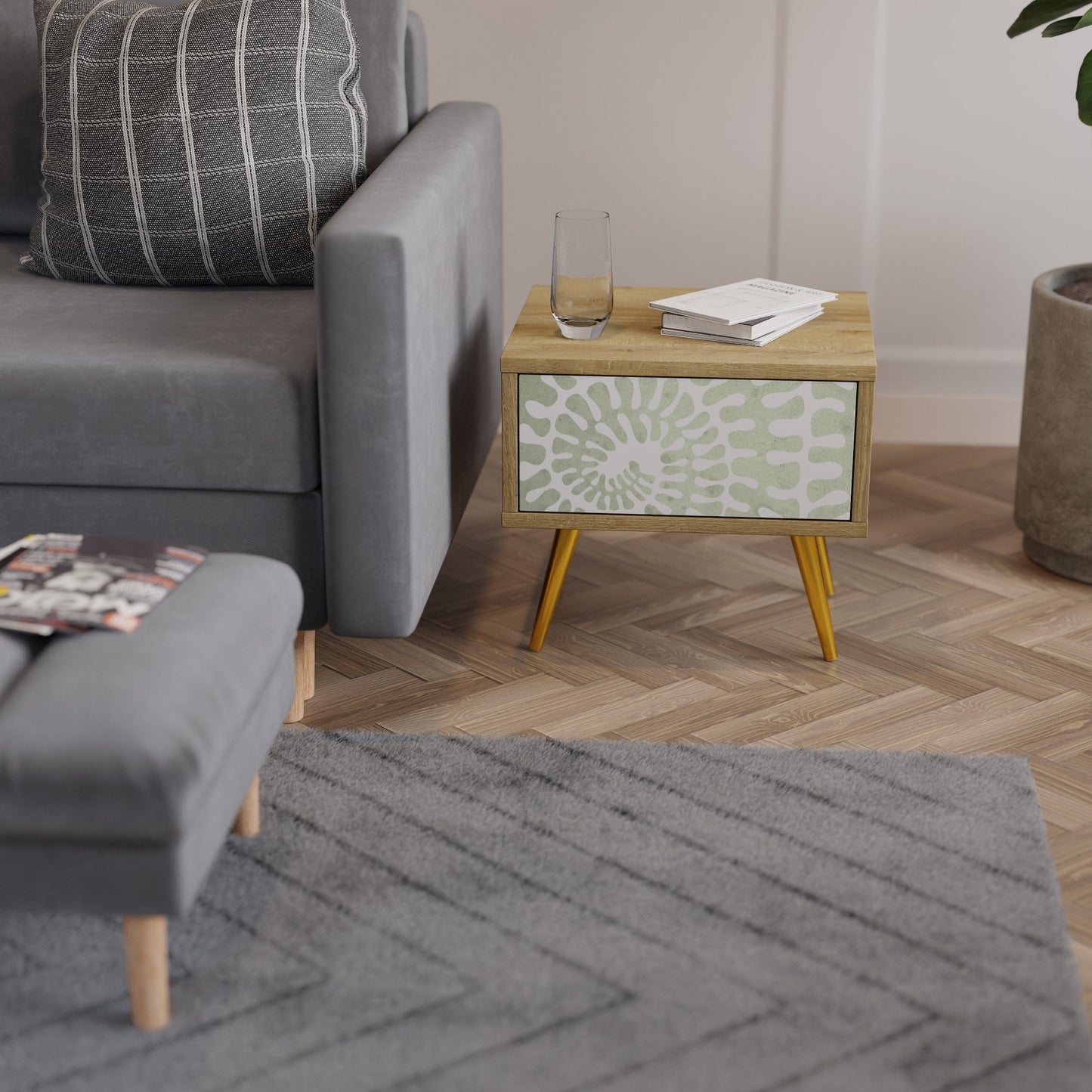 Comodino HELIX DANCE in effetto rovere