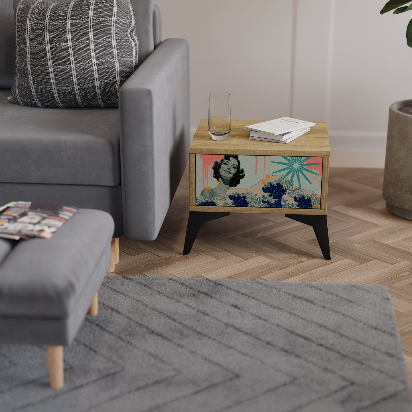 Comodino KANAGAWA BEAUTY in effetto rovere