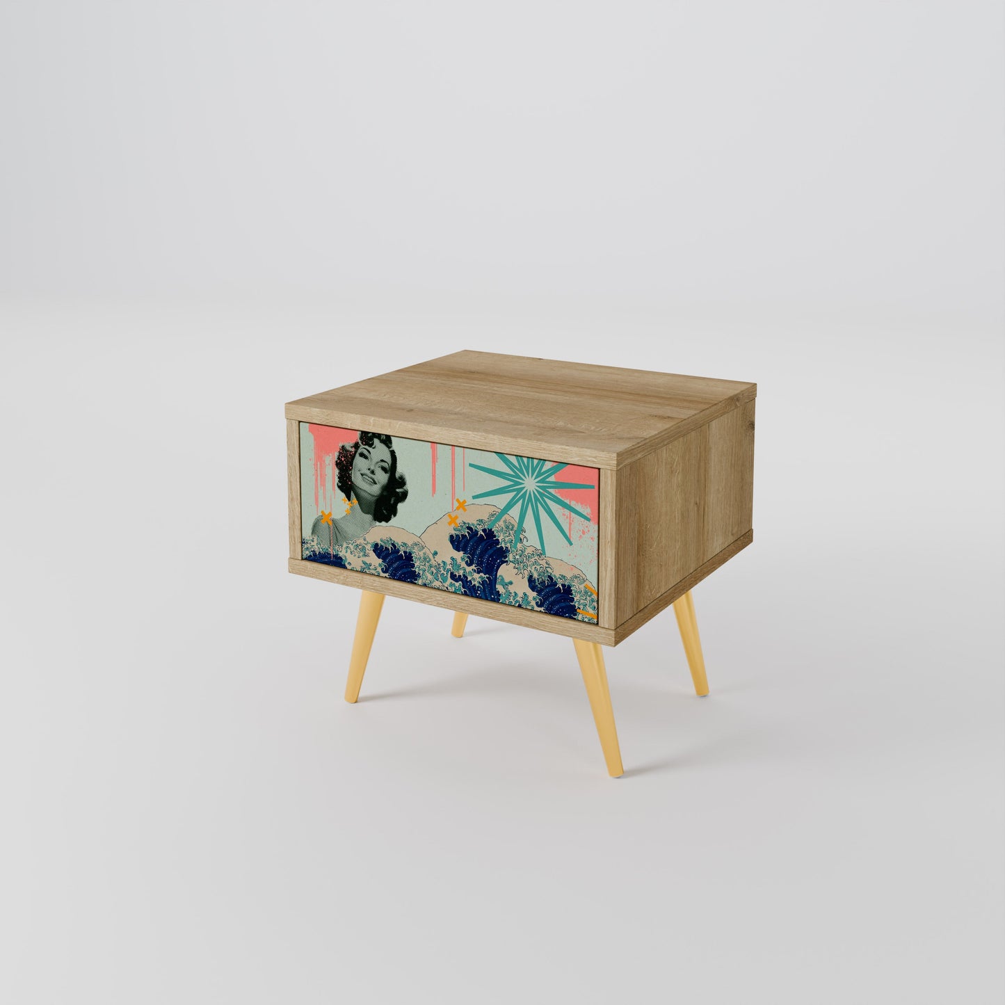 Comodino KANAGAWA BEAUTY in effetto rovere
