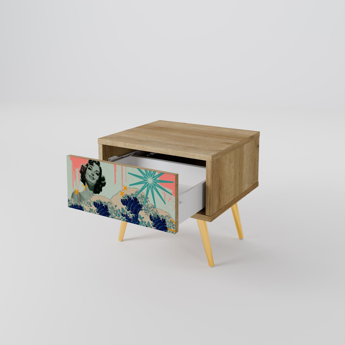 Comodino KANAGAWA BEAUTY in effetto rovere