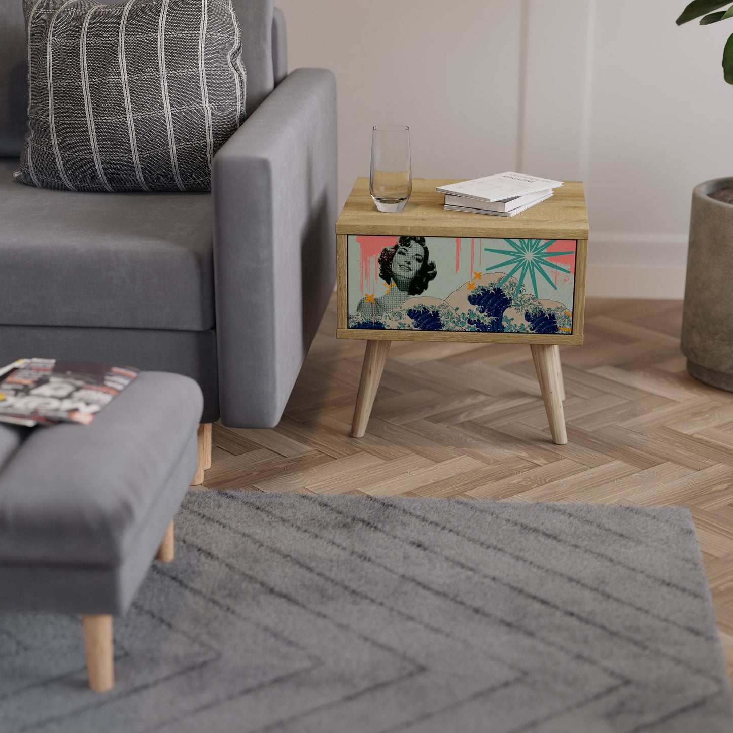 Comodino KANAGAWA BEAUTY in effetto rovere