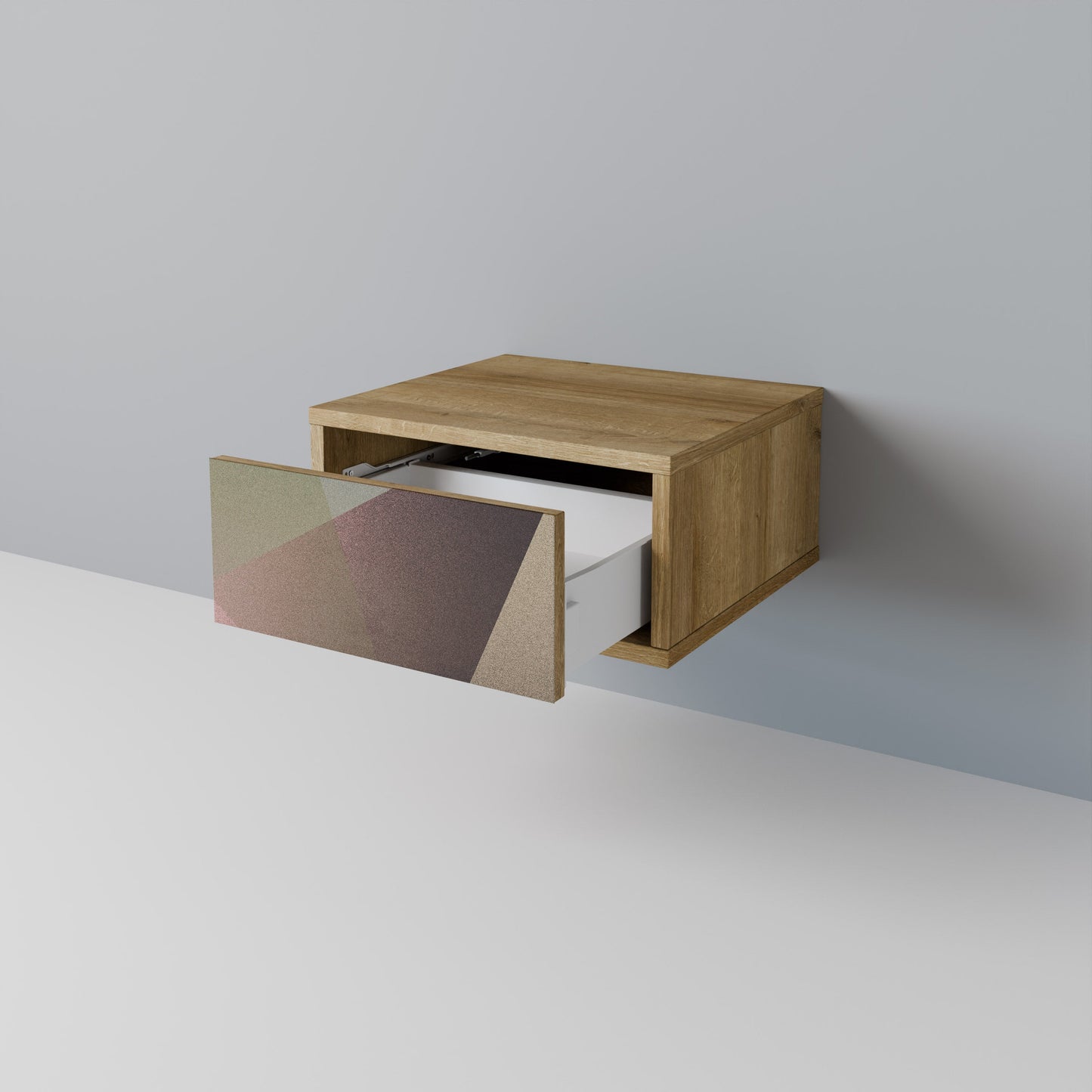 Comodino BEIGE GEOMETRY in effetto rovere