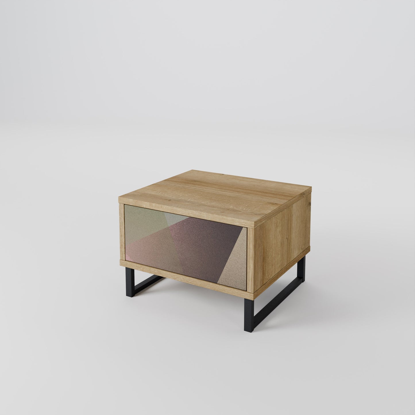 Comodino BEIGE GEOMETRY in effetto rovere