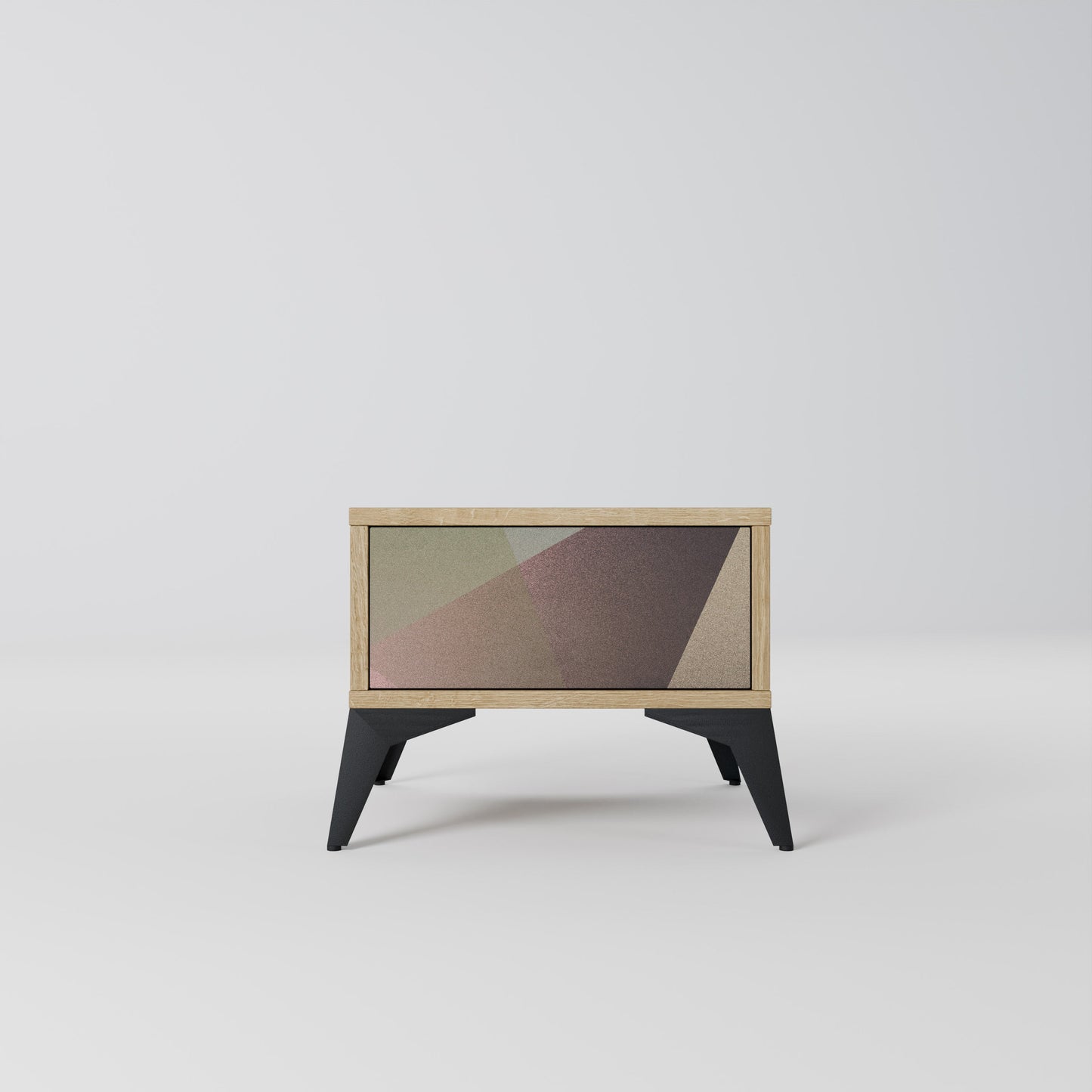Comodino BEIGE GEOMETRY in effetto rovere