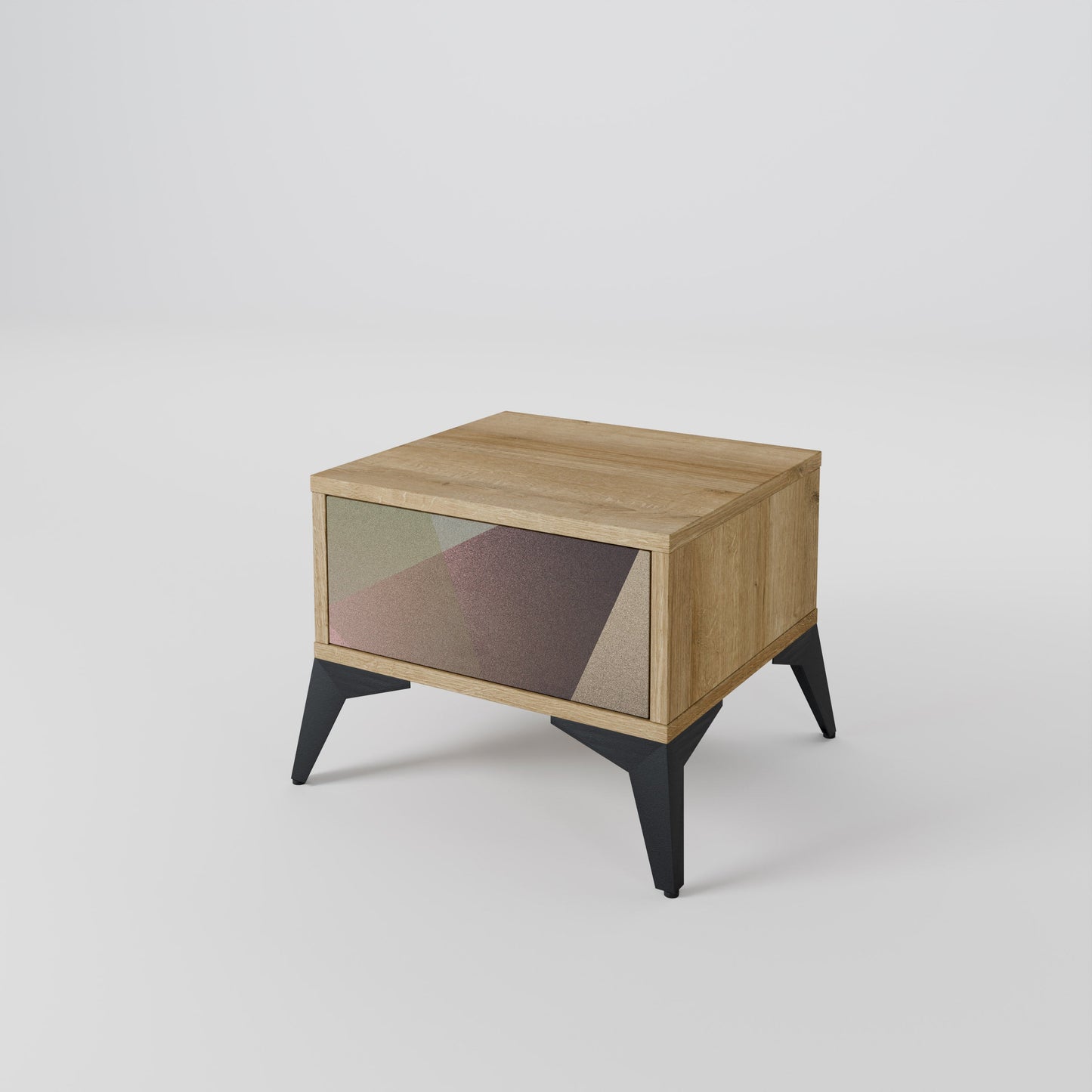 Comodino BEIGE GEOMETRY in effetto rovere