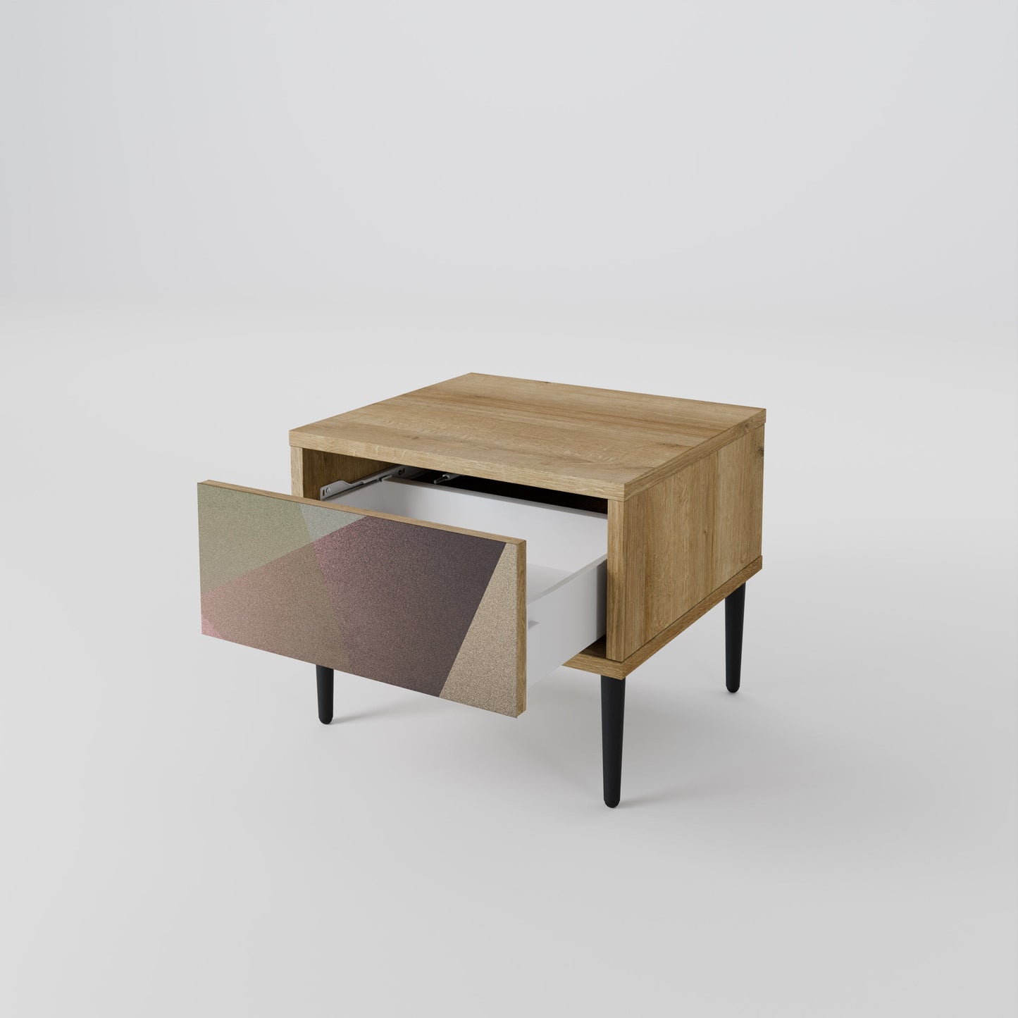 Comodino BEIGE GEOMETRY in effetto rovere