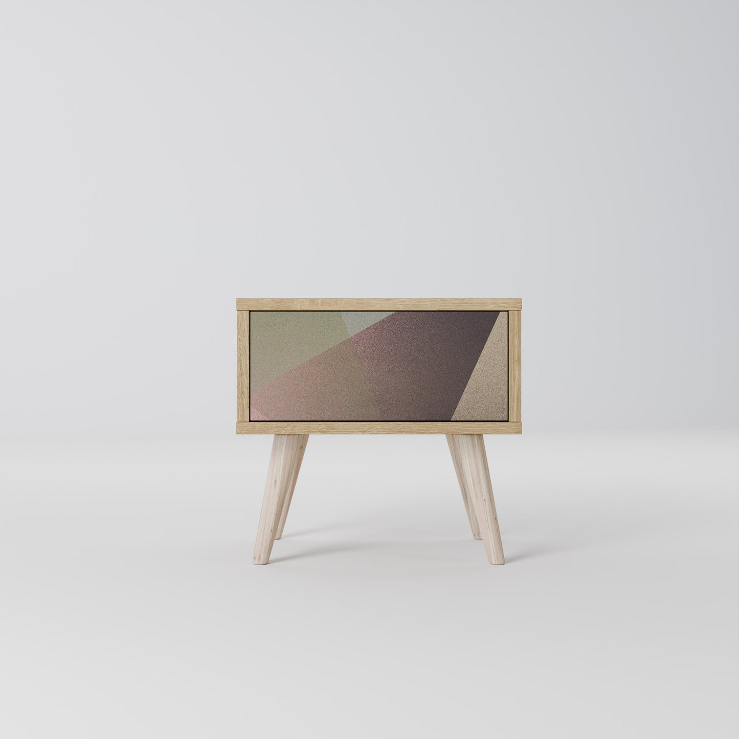 Comodino BEIGE GEOMETRY in effetto rovere