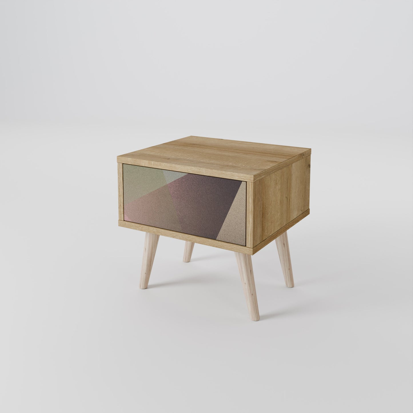 Comodino BEIGE GEOMETRY in effetto rovere