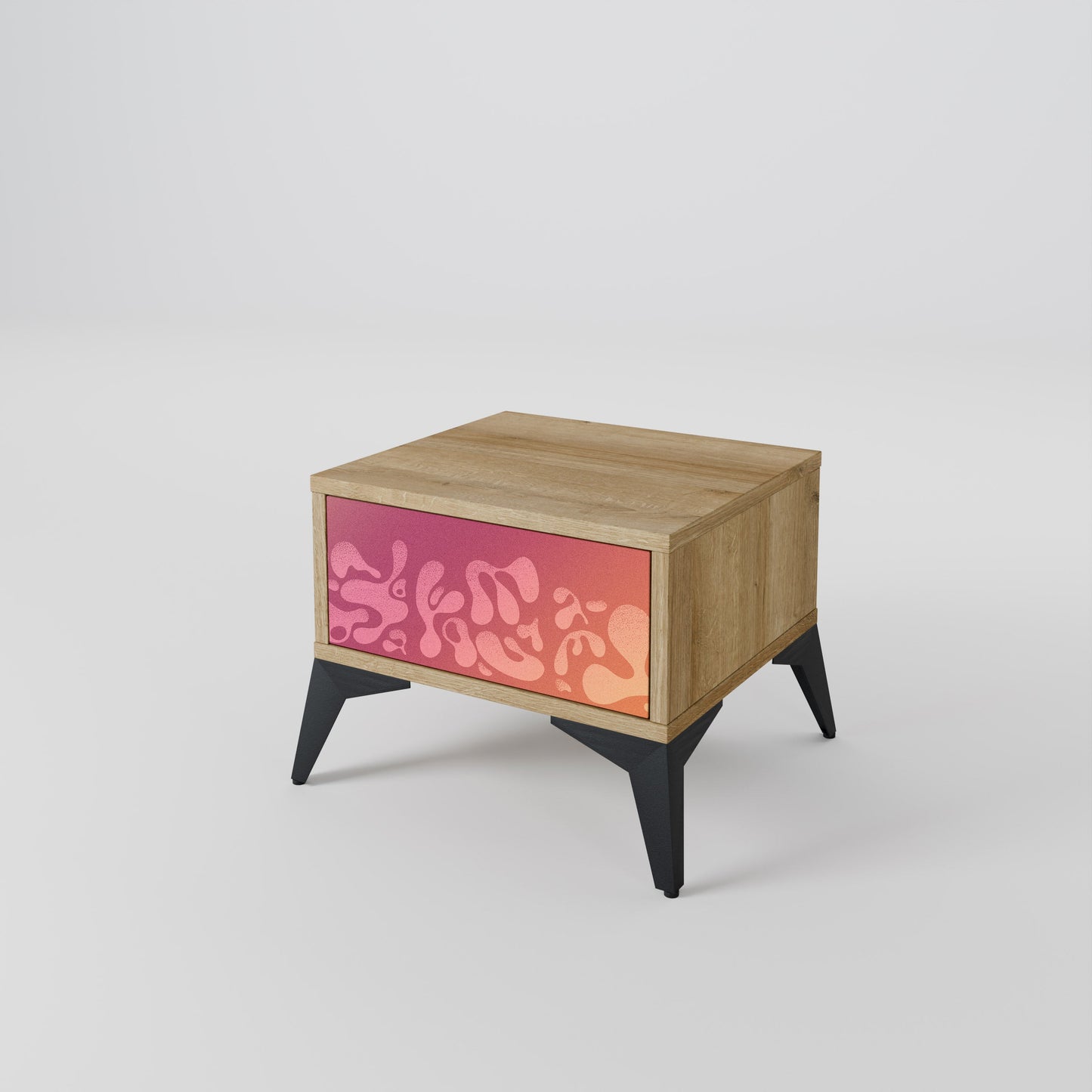 IRREGULAR PINK Nightstand in Oak Effect