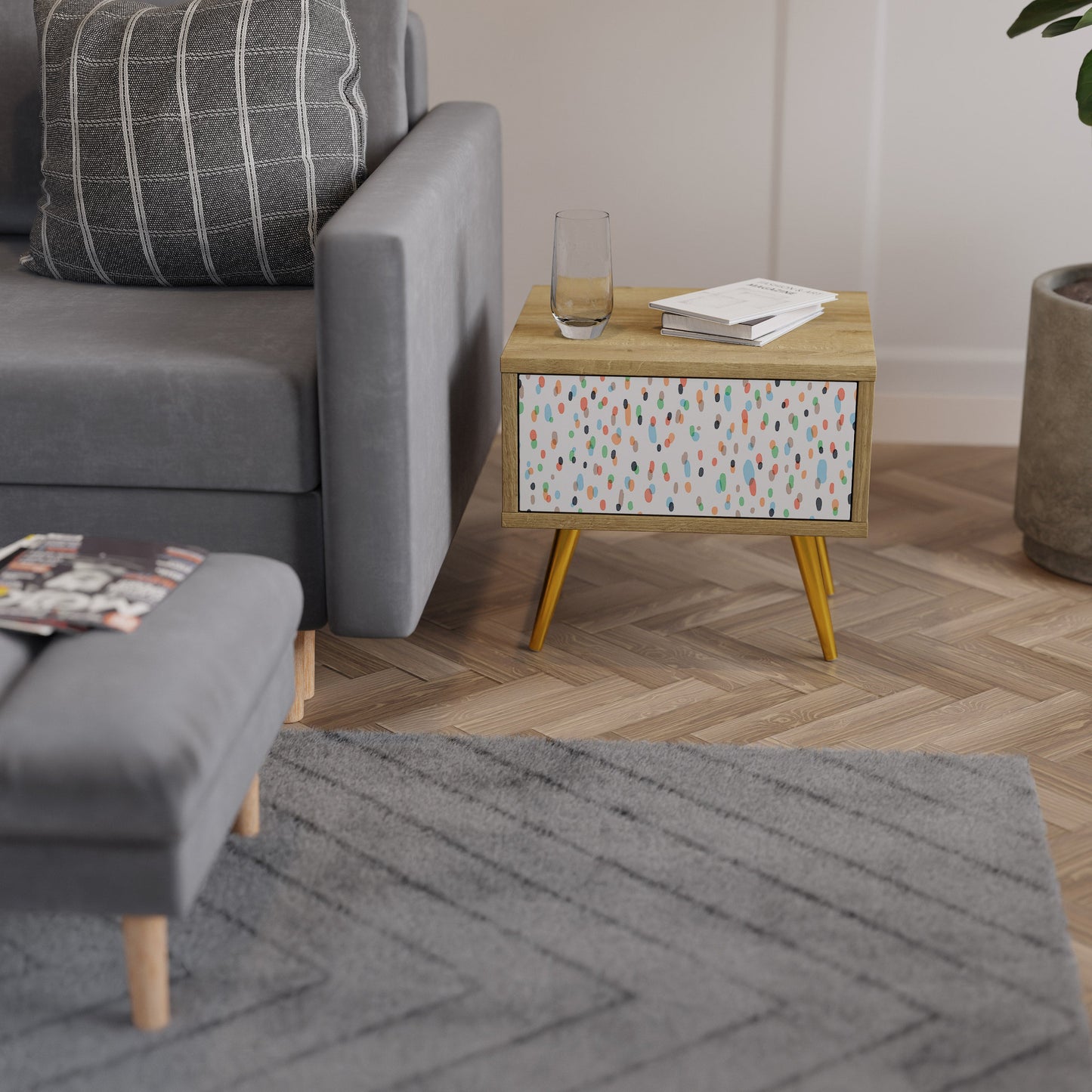 ENERGETIC SPOT Comodino in effetto rovere