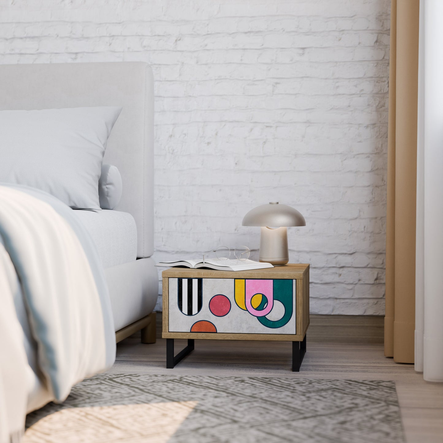 Comodino COOL STORY in effetto rovere