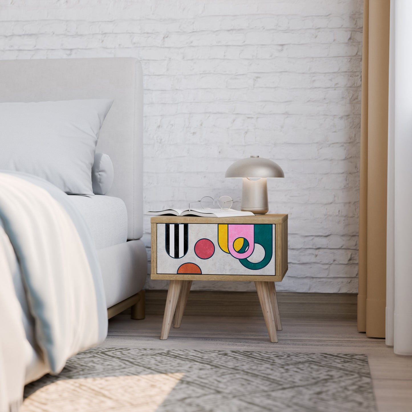 Comodino COOL STORY in effetto rovere