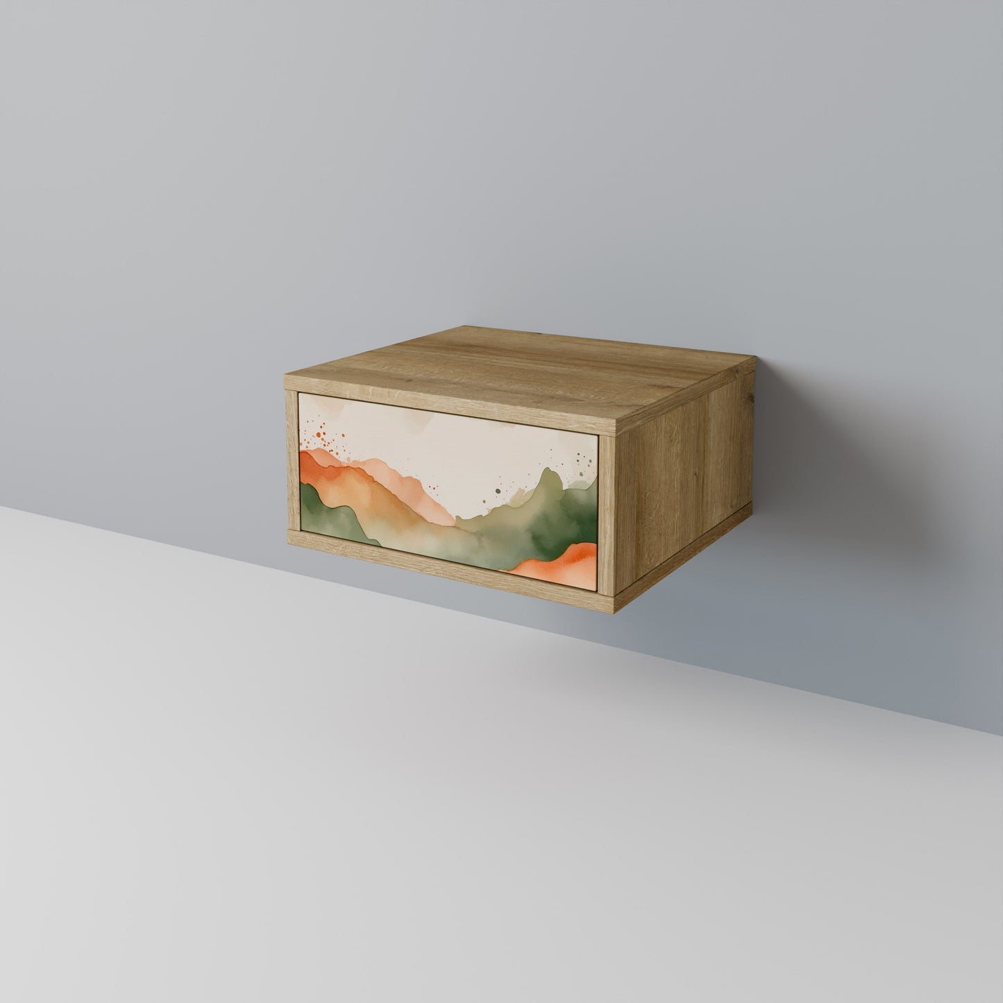 Comodino WATERCOLOUR PEAKS in effetto rovere