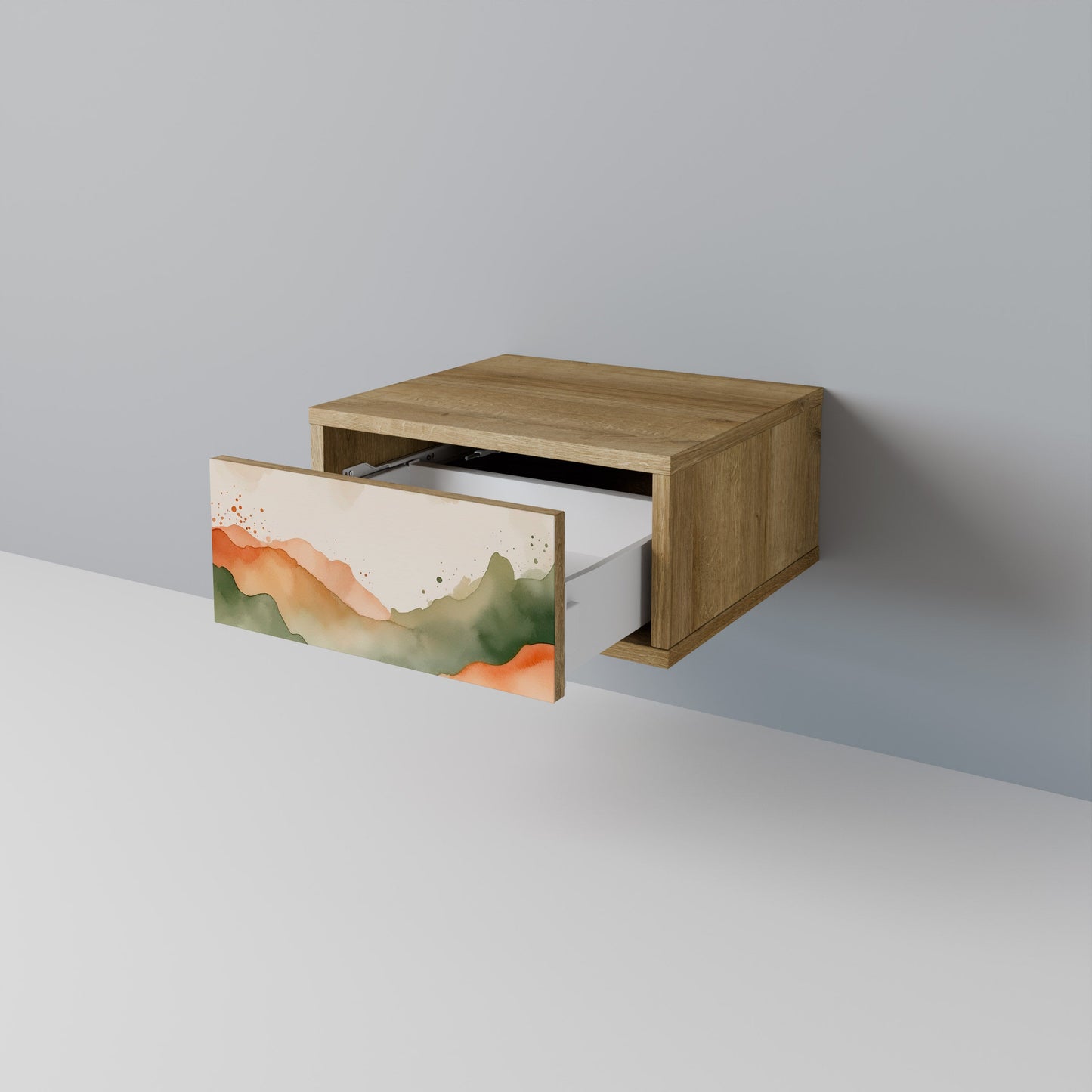 Comodino WATERCOLOUR PEAKS in effetto rovere