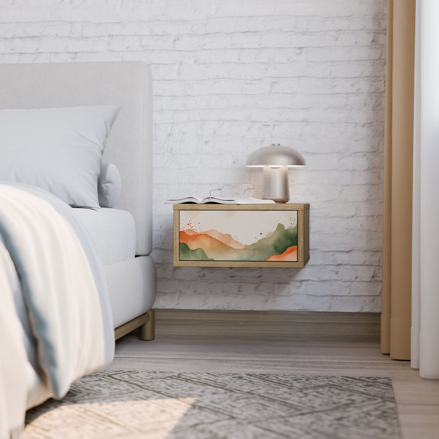 Comodino WATERCOLOUR PEAKS in effetto rovere