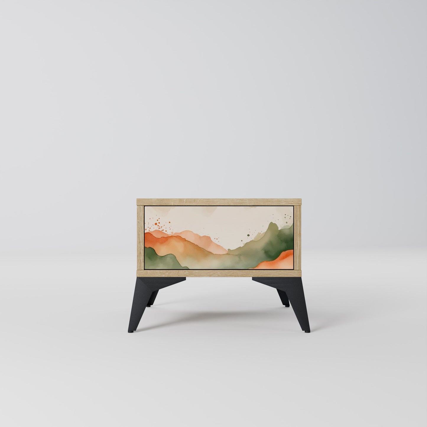 Comodino WATERCOLOUR PEAKS in effetto rovere
