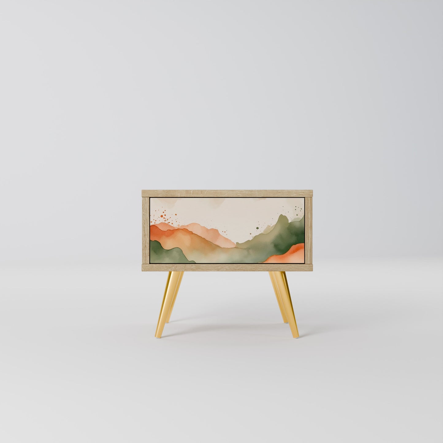 Comodino WATERCOLOUR PEAKS in effetto rovere