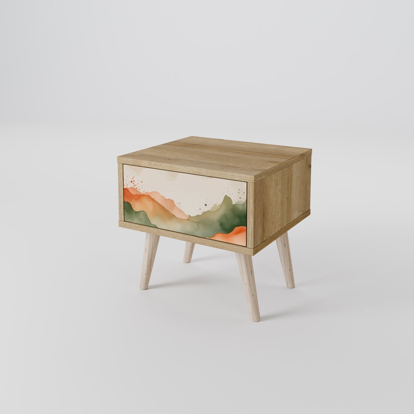 Comodino WATERCOLOUR PEAKS in effetto rovere