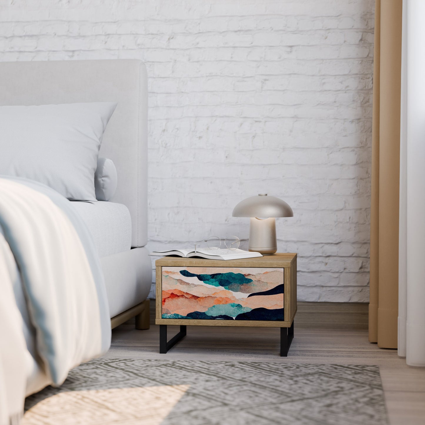 ASTRATTO LANDSCAPE Comodino in effetto rovere